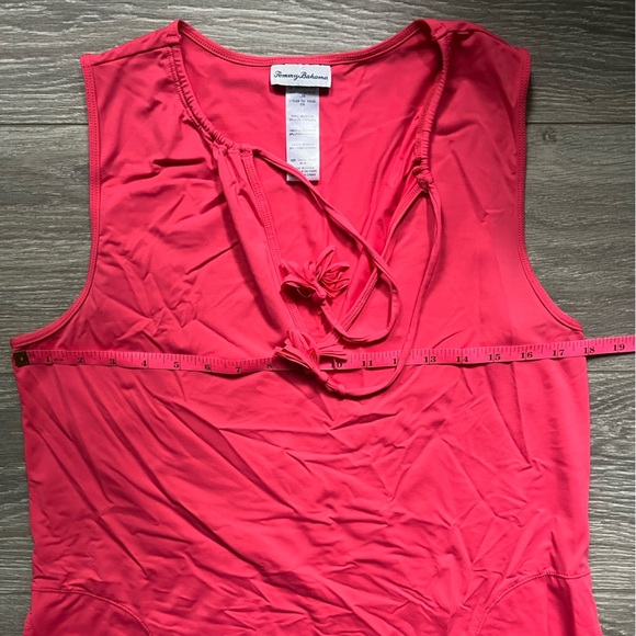 Tommy Bahama Coral Sleeveless V Neck Tassel Pockets Nylon Blend Summer Dress M - Picture 6 of 7